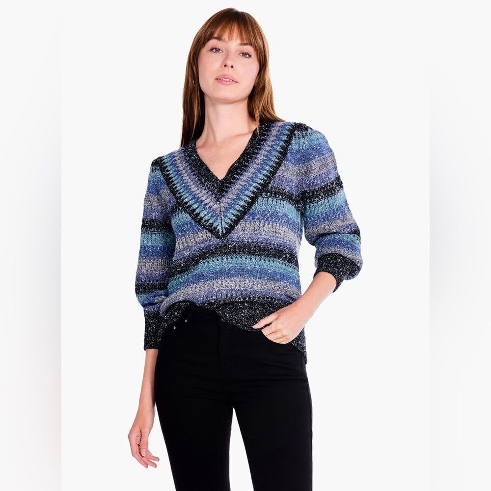 NIC+ZOE SAPPHIRE STRIPES SWEATER Size 2X